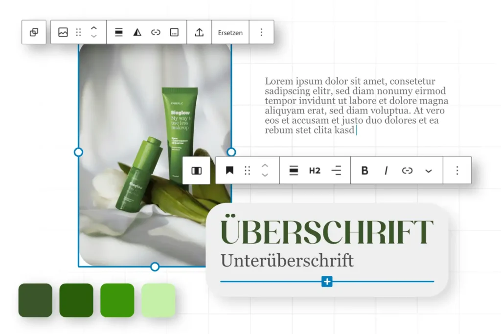 Webseitz einfache bearbeitung farbpalette