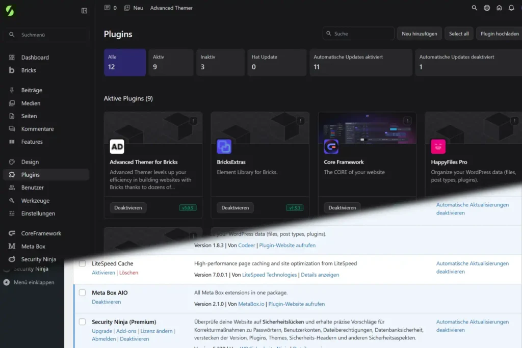 Webseitz moderne wordpress benutzer oberfläche