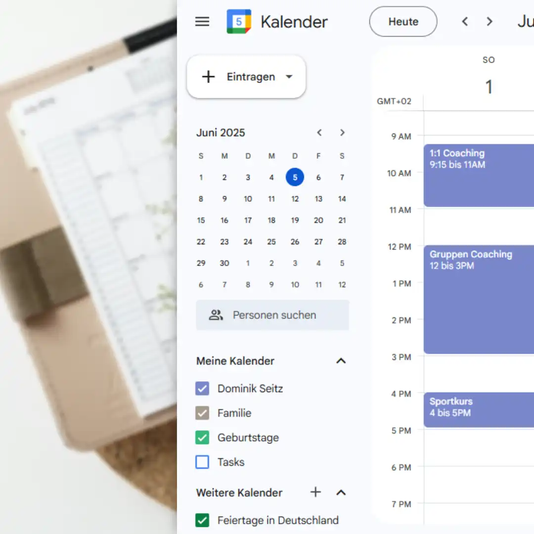 Webseitz google kalender integration